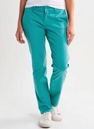 Pantalon chino tissage popeline taille normale bleu HAPPY femme