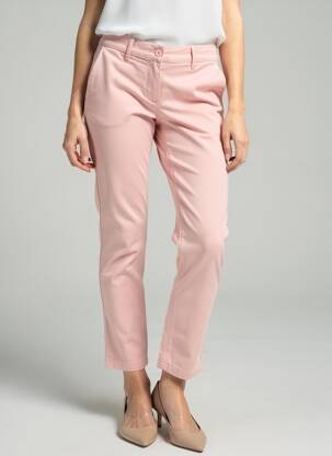 Pantalon chino tissage popeline taille normale rose HAPPY femme