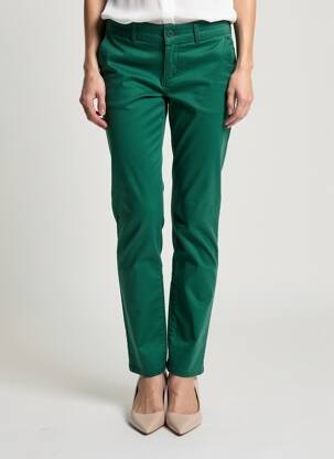 Pantalon chino tissage popeline taille normale vert HAPPY femme