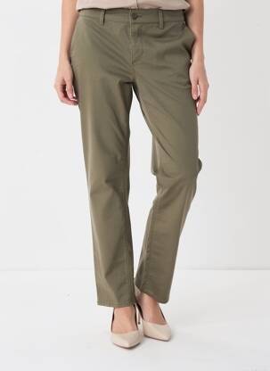 Pantalon chino tissage popeline taille normale vert fonce HAPPY femme