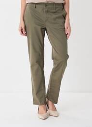 Pantalon chino tissage popeline taille normale vert fonce HAPPY femme