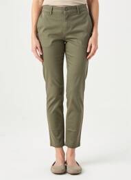 Pantalon chino tissage popeline taille normale vert HAPPY femme