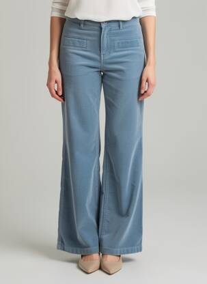 Pantalon flare stretch taille normale bleu HAPPY femme
