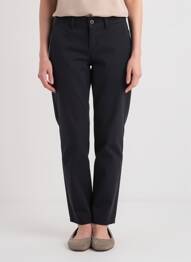 Pantalon chino tissage popeline taille normale noir HAPPY femme