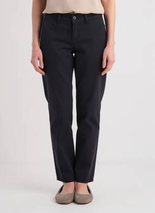 Pantalon chino tissage popeline taille normale noir HAPPY femme