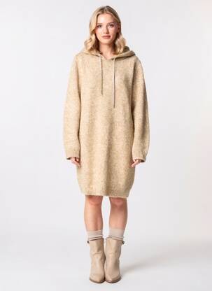 Robe mi-longue manches longues manches longues beige LPB femme