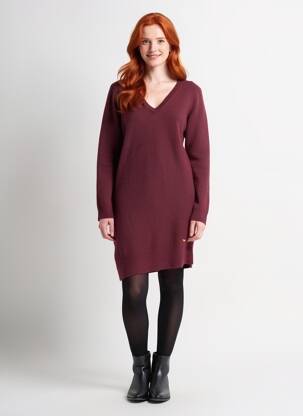Robe pull coupe droite manches longues rouge LPB femme