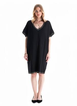 Robe pull coupe droite manches courtes noir LPB femme