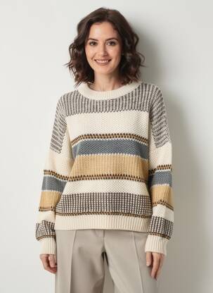 Pull col rond manches longues beige PAKO LITTO femme