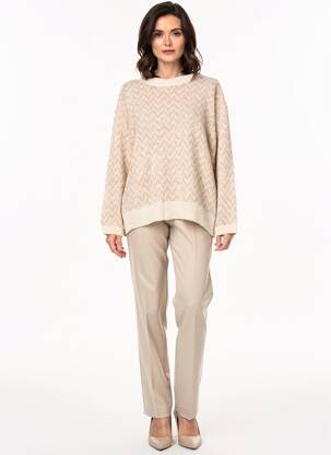 Pull resserrée sur le bas manches longues beige PAKO LITTO femme