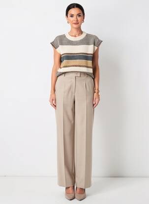 Pull resserrée sur le bas sans manche beige PAKO LITTO femme