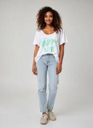 Top manches courtes manches courtes blanc HAPPY femme