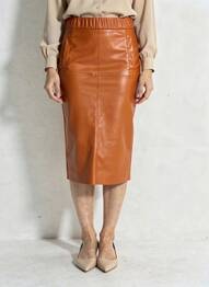 Jupe mi-longue fermeture zip latéral orange LIVIANA CONTI femme