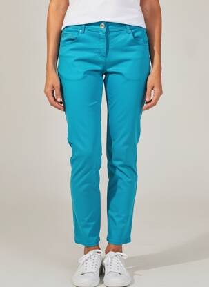 Pantalon 7/8 fermeture zippée sous rabat boutonné bleu LAUREL femme