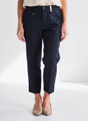 Pantalon 7/8 fermeture zippée sous rabat avec crochet bleu HIGH femme