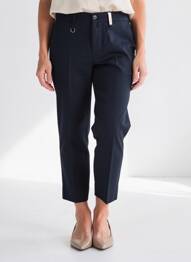 Pantalon 7/8 fermeture zippée sous rabat avec crochet bleu HIGH femme