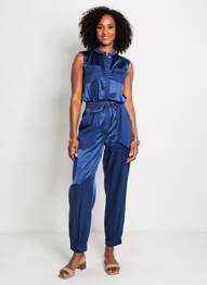 Combi-pantalon sans manche sans manche bleu HIGH femme
