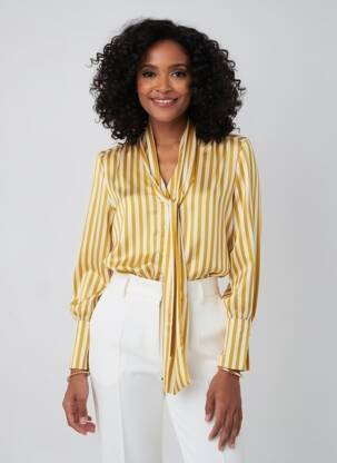 Chemisier coupe fluide manches longues jaune LUISA CERANO femme
