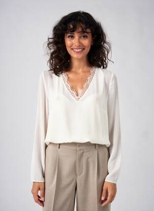 Top coupe fluide manches longues beige PINKO femme