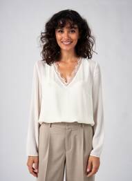Top coupe fluide manches longues beige PINKO femme