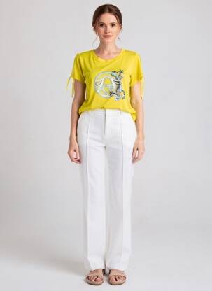 T-shirt sérigraphie avec strass manches courtes jaune SPORTALM femme