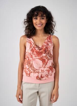 Top tissage crêpe sans manche rose LAUREN VIDAL femme