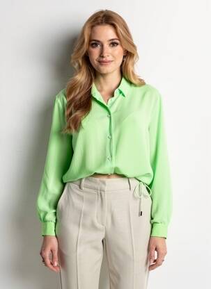 Chemisier tissage crêpe manches longues vert MARC CAIN femme