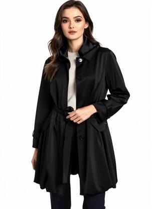 Manteau long coupe cintrée sans capuche noir JOSEPH RIBKOFF femme