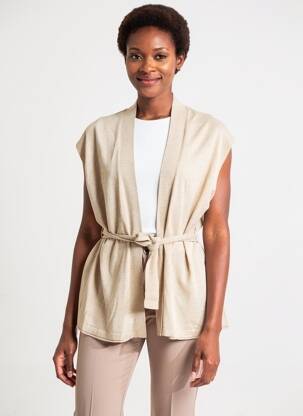 Gilet manches courtes col v beige NOTSHY femme