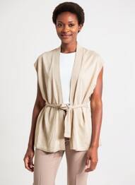 Gilet manches courtes col v beige NOTSHY femme