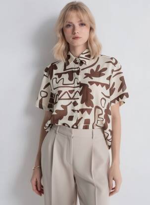 Chemisier manches courtes manches courtes marron PHISIQUE DU ROLE femme