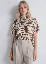 Chemisier manches courtes manches courtes marron PHISIQUE DU ROLE femme