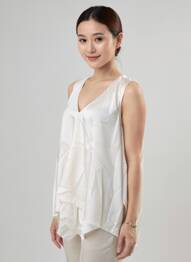 Tunique sans manche coupe fluide beige HIGH femme