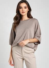 Pull tissage chiné manches 3/4 marron PHISIQUE DU ROLE femme