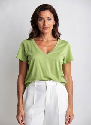 T-shirt col v manches courtes vert MAYJUNE femme