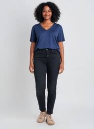 T-shirt col v manches courtes bleu NOTSHY femme