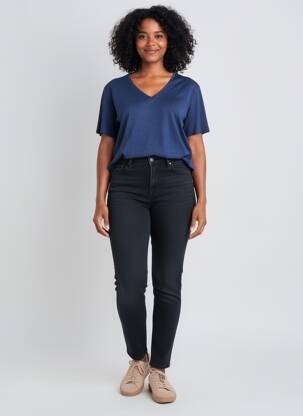 T-shirt col v manches courtes bleu NOTSHY femme
