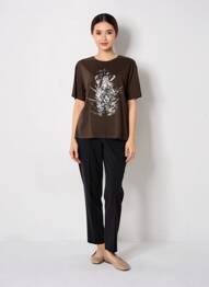 T-shirt coupe droite manches courtes marron MOS MOSH femme