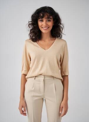 T-shirt manches 3/4 manches 3/4 beige NOTSHY femme