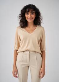 T-shirt manches 3/4 manches 3/4 beige NOTSHY femme