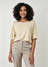 T-shirt coupe cintrée manches courtes beige MAYJUNE femme
