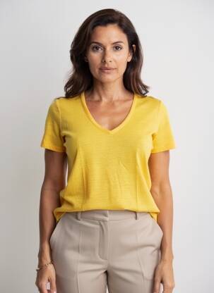 T-shirt col v manches courtes orange CLOSED femme