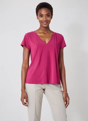 T-shirt col v manches courtes rose INDIES femme