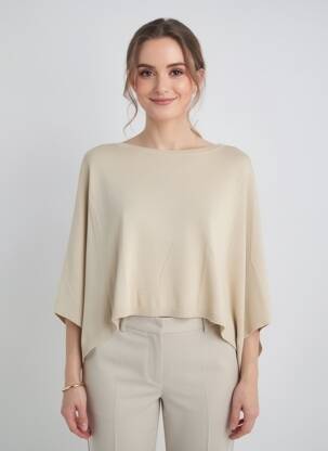 Pull col bateau manches courtes beige INDIES femme