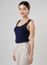 Débardeur tissage côtelé sans manche bleu NOTSHY femme