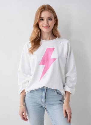 Sweat-shirt coupe over-size manches longues blanc RECYCLED KARMA femme