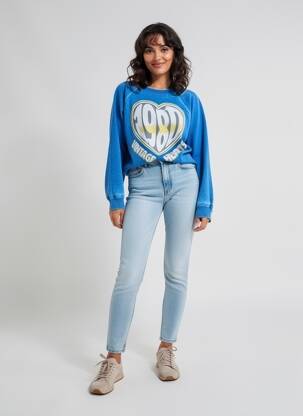 Sweat-shirt stretch manches longues bleu RECYCLED KARMA femme