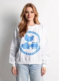Sweat-shirt stretch manches longues blanc RECYCLED KARMA femme
