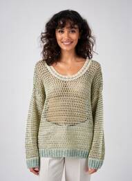 Pull maille ajourée manches longues vert WEEKEND MAXMARA femme