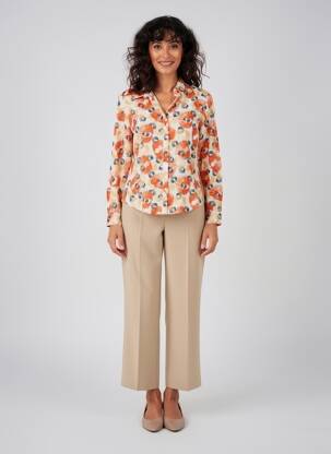 Chemisier imprimé fleurs manches longues orange NUMEROLOGIE femme